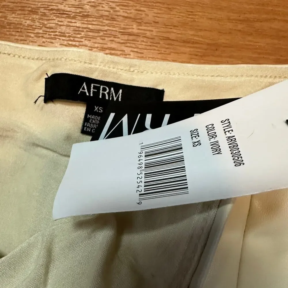 AFRM White Faux Leather Mini Skirt XS Ivory Pencil Soft Slit Work Micro $68 NEW - Picture 8 of 9